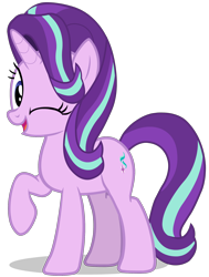 Size: 1644x2169 | Tagged: safe, artist:zslnews, starlight glimmer, pony, unicorn, g4, cute, female, glimmerbetes, horn, looking at you, mare, one eye closed, simple background, solo, transparent background, vector, wink