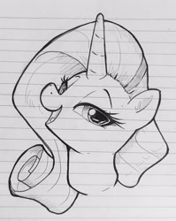 Size: 2160x2707 | Tagged: safe, artist:anonymous, rarity, pony, unicorn, g4, female, horn, lined paper, mare, open mouth, solo