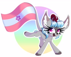 Size: 4096x3299 | Tagged: safe, artist:windykirin, oc, oc only, oc:windshear, kirin, big ears, cloven hooves, cute, eyelashes, female, happy, mare, pride, pride flag, sapphic pride flag, solo