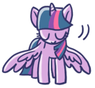 Size: 133x124 | Tagged: safe, edit, twilight sparkle, alicorn, pony, g4, official, bowing, cropped, cute, doodle, eyes closed, female, full body, line sticker, mare, motion lines, simple background, solo, spread wings, transparent background, twiabetes, twilight sparkle (alicorn), wings