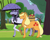 Size: 6245x4957 | Tagged: safe, artist:gayshiny, applejack, inky rose, earth pony, pegasus, pony, g4, apple, bucket, duo, duo female, female, food, inkyjack, lesbian, mare, parasol (umbrella), raised hoof, shipping, walking