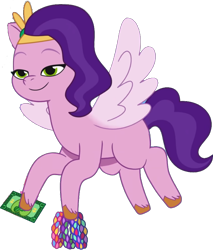 Size: 772x904 | Tagged: safe, edit, edited screencap, editor:pascalmulokozi2, screencap, pipp petals, g5, my little pony: tell your tale, spoiler:g5, spoiler:my little pony: tell your tale, background removed, bracelet, jewelry, money, not a vector, simple background, smug, transparent, transparent background