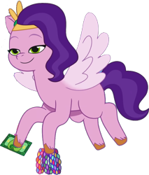 Size: 772x904 | Tagged: safe, edit, edited screencap, editor:pascalmulokozi2, screencap, pipp petals, pegasus, pony, g5, my little pony: tell your tale, p + p = bffs, spoiler:g5, spoiler:my little pony: tell your tale, spoiler:tyts02e13, background removed, bracelet, jewelry, money, not a vector, simple background, smug, solo, transparent, transparent background