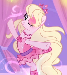 Size: 1220x1370 | Tagged: safe, artist:cstrawberrymilk, pony, barbie, clothes, eyeshadow, makeup, one eye closed, ponified, solo, tutu, wink