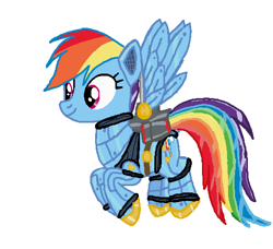 Size: 488x446 | Tagged: safe, artist:qjosh, rainbow dash, pegasus, pony, robot, robot pony, g4, female, rainbot dash, roboticization, simple background, solo, transformation, transformation sequence, white background