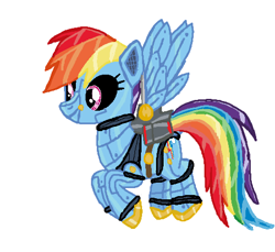 Size: 486x446 | Tagged: safe, artist:qjosh, rainbow dash, pegasus, pony, robot, robot pony, g4, black sclera, female, rainbot dash, roboticization, transformation, transformation sequence