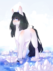 Size: 1719x2300 | Tagged: safe, artist:riressa, oc, oc only, oc:blue purity, earth pony, pony, female, flower, mare, solo