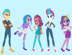 Size: 1739x1334 | Tagged: safe, artist:hannahtheanimequeen, hitch trailblazer, izzy moonbow, pipp petals, sunny starscout, zipp storm, equestria girls, g4, g5, converse, equestria girls-ified, female, g5 to equestria girls, g5 to g4, generation leap, male, pipp is short, shoes, zipp is tall