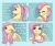 Size: 3746x3157 | Tagged: safe, artist:klarapl, fluttershy, pegasus, pony, g4, :3, alternate hairstyle, bust, cheek fluff, chest fluff, closed mouth, comic, cute, dialogue, facing away, female, floppy ears, implied rarity, looking at you, mare, one eye closed, out of frame, ponytail, shyabetes, text