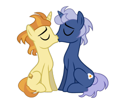 Size: 2208x1856 | Tagged: artist needed, safe, golden crust, midnight snack (g4), pony, unicorn, g4, base used, duo, duo female, eyes closed, female, friendship student, gay, horn, kiss on the lips, kissing, male, ship:goldensnack, shipping, simple background, stallion, transparent background