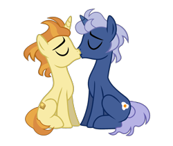 Size: 2208x1856 | Tagged: safe, artist:moonlightthegriffon, golden crust, midnight snack (g4), pony, unicorn, g4, base used, duo, duo female, eyes closed, female, friendship student, gay, horn, kiss on the lips, kissing, male, ship:goldensnack, shipping, simple background, stallion, transparent background