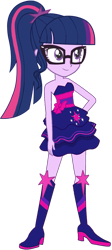 Size: 813x1816 | Tagged: safe, artist:fireluigi29, color edit, edit, sci-twi, twilight sparkle, human, equestria girls, g4, boots, clothes, colored, dress, fall formal, fall formal outfits, glasses, high heel boots, shoes, sleeveless