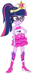 Size: 721x1645 | Tagged: safe, artist:fireluigi29, sci-twi, twilight sparkle, human, equestria girls, g4, bare shoulders, boots, clothes, crown, dress, element of magic, fall formal, fall formal outfits, female, glasses, jewelry, regalia, shoes, simple background, sleeveless, transparent background