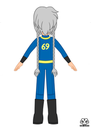 Size: 3535x5000 | Tagged: safe, artist:theminus, oc, oc only, oc:aero ruinwing, human, equestria girls, g4, clothes, fallout, jumpsuit, male, show accurate, vault 69, vault suit, vector
