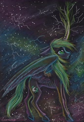 Size: 4222x6166 | Tagged: safe, artist:cahandariella, oc, alicorn, pony, atg 2024, colored pencil drawing, confused, fanfic art, female, filly, foal, mare, mystery, newbie artist training grounds, scared, solo, story included, traditional art