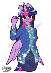 Size: 744x1052 | Tagged: safe, artist:chiefywiffy, twilight sparkle, alicorn, anthro, clothes, dress, horn, kebaya, simple background, solo, twilight sparkle (alicorn), white background, wings