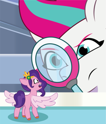 Size: 1531x1801 | Tagged: safe, artist:prixy05, pipp petals, zipp storm, pegasus, pony, g5, my little pony: tell your tale, duo, duo female, female, magnifying glass, mare, mini pipp, pipp is short, pipp is smol, royal sisters (g5), siblings, sisters, smol
