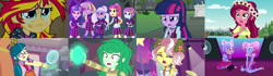 Size: 5120x1440 | Tagged: safe, edit, edited screencap, screencap, gloriosa daisy, indigo zap, juniper montage, kiwi lollipop, lemon zest, sci-twi, sour sweet, sugarcoat, sunny flare, sunset shimmer, supernova zap, twilight sparkle, vignette valencia, wallflower blush, equestria girls, g4, antagonist, clothes, crying, crystal prep academy uniform, crystal prep shadowbolts, discussion in the comments, guilty, k-lo, memory stone, mirror, my god what have i done, my god what have i done?, postcrush, redeemed, redeemed antagonist, redeemed six, redeemed villain, redemption, reformation, reformed, reformed antagonist, reformed villain, school uniform, shadow five, su-z, sunny flare's wrist devices, villainess