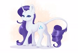 Size: 2560x1766 | Tagged: safe, artist:dark_lu, rarity, classical unicorn, pony, unicorn, g4, cloven hooves, curved horn, ear fluff, eyeshadow, female, horn, leonine tail, looking at you, makeup, mare, smiling, smiling at you, solo, tail, unshorn fetlocks