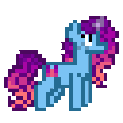 Size: 256x256 | Tagged: safe, artist:cupute, misty brightdawn, pony, unicorn, g5, animated, background pony, colored horn, commission, curly mane, curly tail, cute, digital art, eyelashes, female, gif, hair over eyes, horn, impossibly long tail, long mane, mistybetes, pixel animation, pixel art, rebirth misty, simple background, solo, tail, transparent background, ych result