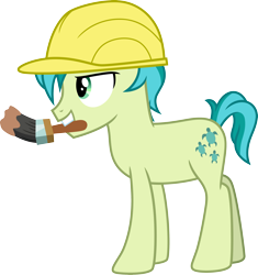 Size: 3000x3195 | Tagged: safe, artist:cloudy glow, sandbar, g4, non-compete clause, clothes, hard hat, hat, paintbrush, simple background, solo, transparent background, vector
