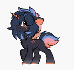Size: 1092x1026 | Tagged: safe, artist:little-sketches, oc, oc:basil lighthoof, unicorn, chest fluff, colt, foal, horn, looking at you, male, simple background, smiling, solo, unicorn oc