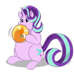 Size: 4000x4000 | Tagged: safe, artist:sugaryviolet, starlight glimmer, pony, unicorn, balloon, blowing, blowing up balloons, chubby, commissioner:puffydearlysmith, cutie mark, female, horn, implied shipping, implied starburst, implied straight, inflating, mare, simple background, starlooner glimmer, that pony sure does love balloons, transparent background