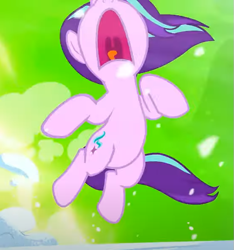 Size: 555x594 | Tagged: safe, screencap, starlight glimmer, pony, unicorn, g4, the ending of the end, belly, cropped, horn, nose in the air, open mouth, solo