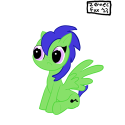 Size: 600x600 | Tagged: safe, oc, oc only, oc:spinneret, oc:sprouting bulb, changeling, pegasus, pony, sitting, solo