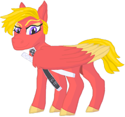 Size: 1120x1050 | Tagged: safe, artist:silverfishv9, oc, oc only, oc:sheer force (solredrose), pegasus, pony, eyeshadow, female, makeup, pegasus oc, purple eyes, simple background, solo, sword, transparent background, weapon, wings, yellow mane