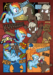 Size: 1920x2715 | Tagged: safe, artist:alexdti, dumbbell, fluttershy, hoops, rainbow dash, pegasus, pony, comic:how we met (italian), g4, belly, chokehold, colt, crying, female, filly, filly fluttershy, filly rainbow dash, foal, italian, male, onomatopoeia, younger
