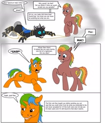 Size: 2131x2491 | Tagged: safe, artist:termyotter, oc, oc only, oc:macrophage, oc:spectrum gear, changeling, pony, atg 2024, disguise, disguised changeling, duo, newbie artist training grounds, rope