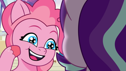 Size: 2400x1350 | Tagged: safe, artist:prixy05, pinkie pie, starlight glimmer, earth pony, pony, unicorn, g4, g5, my little pony: tell your tale, p + p = bffs, spoiler:g5, spoiler:my little pony: tell your tale, spoiler:tyts02e13, character swap, cheek squish, cute, diapinkes, duo, duo female, female, g4 to g5, generation leap, happy, hnnng, horn, i can't believe it's not hasbro studios, mare, sparkly eyes, squishy cheeks, sweet dreams fuel, wingding eyes