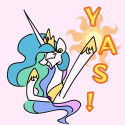 Size: 1080x1080 | Tagged: safe, artist:astralune, princess celestia, alicorn, pony, g4, adorkable, bust, crown, cute, cutie mark, cutie mark background, dork, ethereal mane, eyelashes, female, grin, jewelry, looking at you, mare, peytral, regalia, smiling, solo, sun, text, white sclera