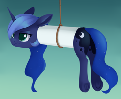 Size: 2143x1755 | Tagged: safe, artist:dusthiel, princess luna, alicorn, pony, atg 2024, luna is not amused, newbie artist training grounds, pipe, solo, stuck, unamused