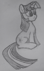 Size: 627x1006 | Tagged: safe, artist:endorsed_dr, twilight sparkle, pony, unicorn, g4, grayscale, horn, monochrome, pencil drawing, photo, sketch, solo, traditional art