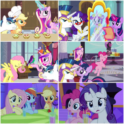 Size: 894x894 | Tagged: artist needed, safe, artist:mm15766, edit, edited screencap, screencap, applejack, fluttershy, king sombra, pinkie pie, princess cadance, rainbow dash, rarity, shining armor, twilight sparkle, alicorn, earth pony, pegasus, pony, unicorn, a canterlot wedding, g4, season 2, alternate universe, disguise, fake shining armor, female, male, mane six, stallion, unicorn twilight