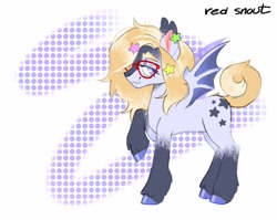 Size: 3383x2688 | Tagged: safe, artist:redsnout, oc, oc only, bat pony, earth pony, blank flank, cute, fangs, female, glasses, mare, original character do not steal, ponysona, solo