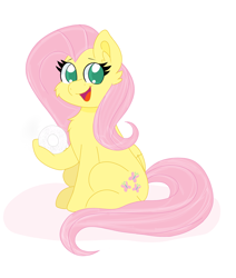 Size: 1960x2310 | Tagged: safe, artist:cinematic-fawn, fluttershy, pegasus, pony, g4, cheek fluff, chest fluff, cute, donut, ear fluff, female, food, happy, looking at you, mare, open mouth, open smile, shyabetes, simple background, smiling, solo, white background