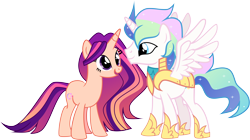 Size: 12060x6750 | Tagged: safe, artist:shootingstarsentry, oc, oc only, oc:atlas, oc:nova eclipse, alicorn, pony, unicorn, absurd resolution, duo, duo male and female, female, horn, male, mare, offspring, parent:princess celestia, parent:royal guard, parents:guardlestia, simple background, stallion, transparent background