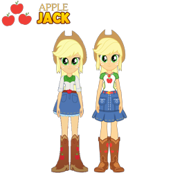 Size: 1500x1500 | Tagged: safe, artist:rupahrusyaidi, applejack, equestria girls, g4, my little pony equestria girls: better together, applejack's hat, boots, clothes, cowboy hat, female, hat, looking at you, self paradox, shoes, simple background, transparent background