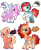 Size: 2488x3013 | Tagged: safe, artist:strawberry-spritz, oc, oc only, oc:cloud stream, oc:rainbow toastie, oc:spinback, oc:zephyrfuse, earth pony, pegasus, pony, unicorn, g4, concave belly, countershading, female, horn, magical gay spawn, male, mare, offspring, parent:cheese sandwich, parent:princess celestia, parent:short fuse, parent:skywishes, parent:star catcher, parent:zephyr breeze, parents:cheeselestia, parents:vinyldash, physique difference, simple background, slender, stallion, thin, transparent background