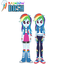 Size: 1500x1500 | Tagged: safe, artist:rupahrusyaidi, rainbow dash, human, equestria girls, g4, my little pony equestria girls: better together, clothes, converse, hoodie, jacket, looking at you, pants, self paradox, shoes, simple background, skirt, sneakers, transparent background