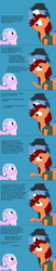 Size: 832x4000 | Tagged: safe, artist:blazewing, oc, oc only, oc:pastel macaroon, oc:syntax, oc:tough cookie, earth pony, unicorn, annoyed, atg 2024, aunt and niece, best friends, chubby, clothes, comic, drawpile, fedora, female, filly, foal, glasses, hat, horn, hug, looking at each other, looking at someone, male, mare, newbie artist training grounds, raised hoof, smiling, stallion, text, trio, unamused, vest, window