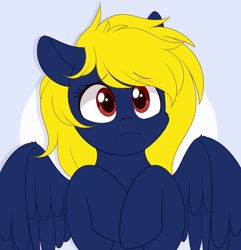 Size: 2500x2589 | Tagged: safe, artist:higglytownhero, oc, oc only, oc:naveen numbers, pegasus, eye clipping through hair, sad, solo