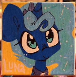 Size: 2032x2048 | Tagged: safe, artist:midnightpremiere, princess luna, alicorn, earth pony, g4, bust, cute, female, looking at you, lunabetes, mare, solo, traditional art