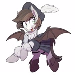 Size: 1600x1600 | Tagged: source needed, safe, artist:thebatfang, oc, oc only, oc:news flash, bat pony, pony, bard, fantasy class, female, mare, simple background, solo, white background
