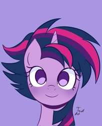 Size: 1671x2048 | Tagged: safe, artist:eltrash_art6, twilight sparkle, alicorn, pony, g4, alternate hairstyle, cute, female, mare, punklight sparkle, purple background, simple background, solo, twiabetes, twilight sparkle (alicorn)