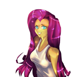 Size: 5000x5000 | Tagged: safe, artist:broni, fluttershy, human, equestria girls, g4, breasts, busty fluttershy, clip studio paint, clothes, shirt, simple background, solo, t-shirt, transparent background