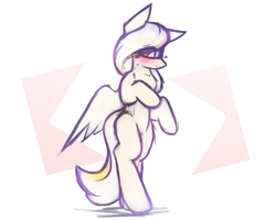 Size: 3247x2598 | Tagged: safe, artist:lu.de, oc, oc only, oc:gold.de, pegasus, pony, blushing, looking at you, pegasus oc, simple background, spread wings, standing on two hooves, wings